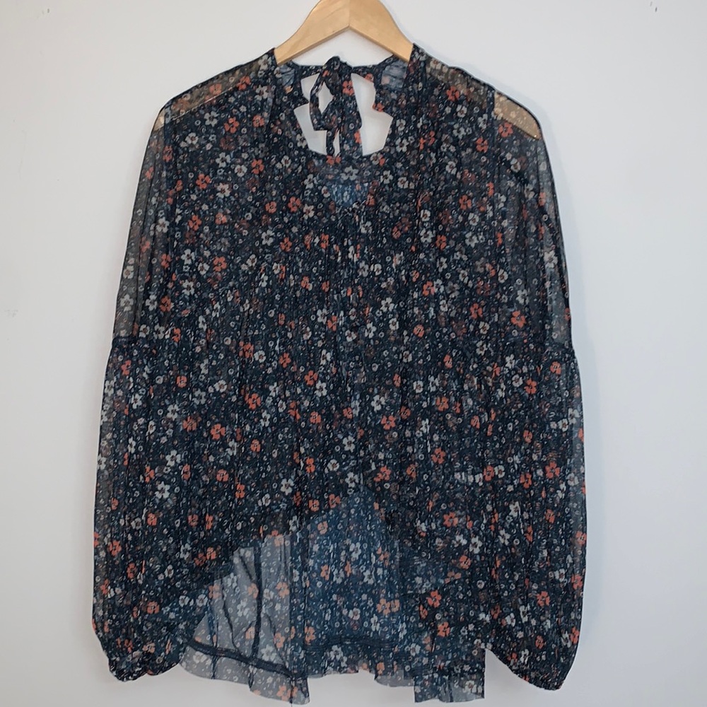 Free People Sheer Floral Top XS